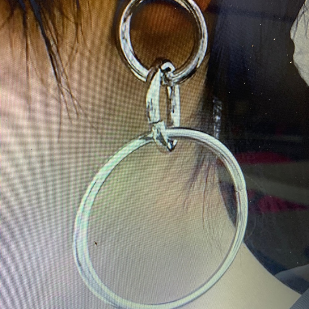 Silver metal double hoops